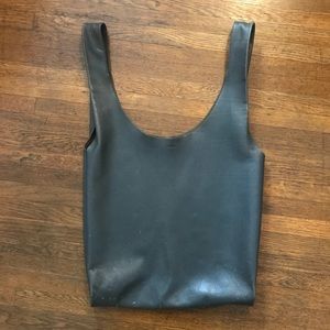 Baggy warm gray leather bag